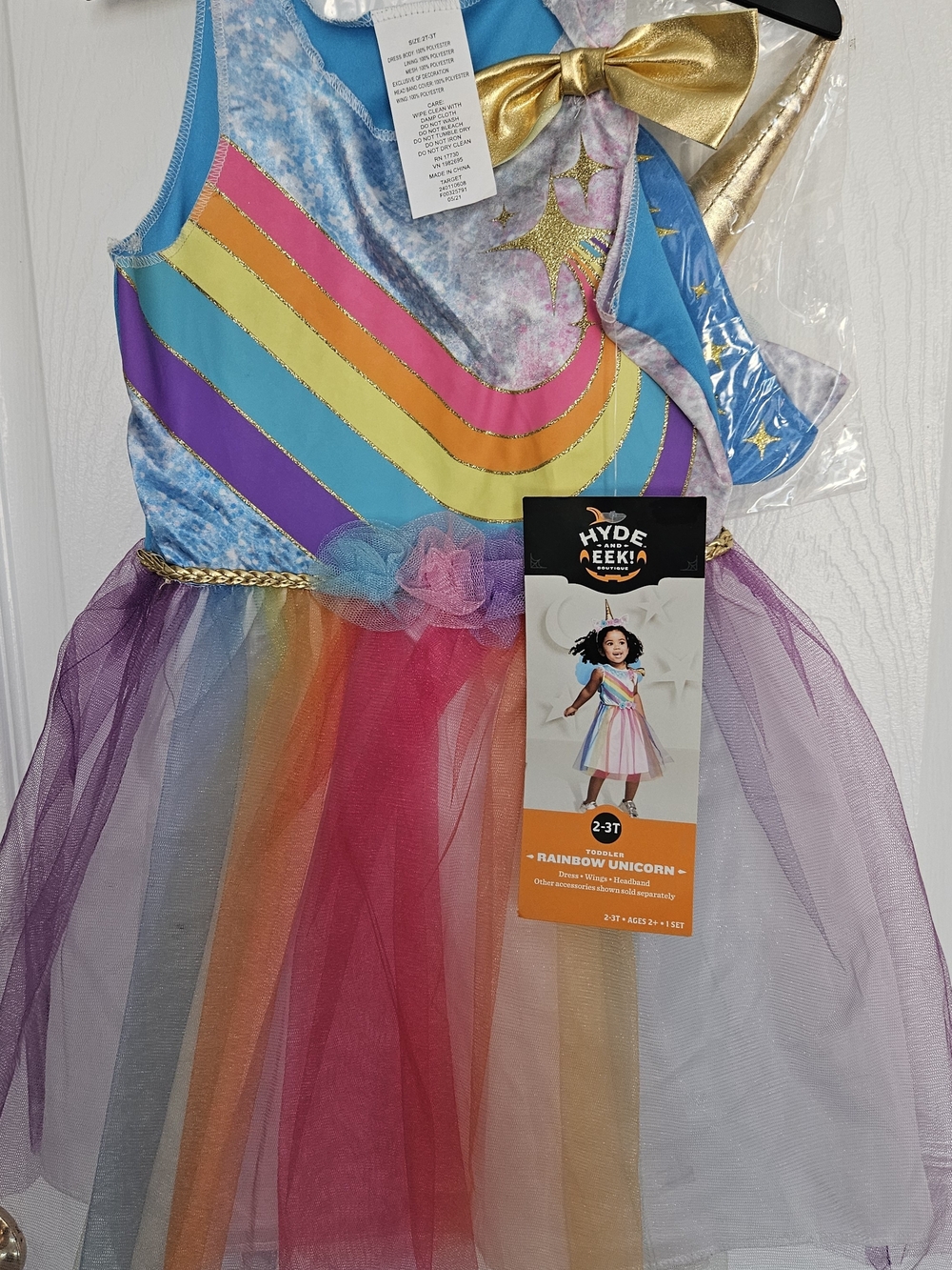 Target Rainbow Unicorn Dress Costume in Blue, Purple, Pink, Yellow, Orange, Gold